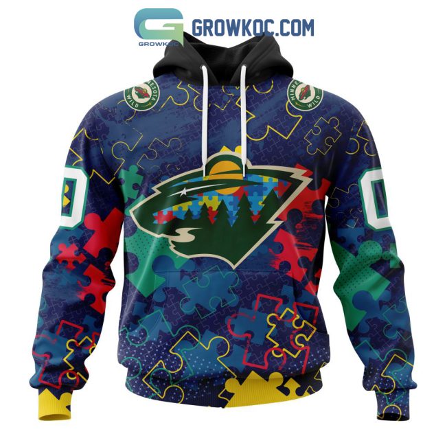 NHL Minnesota Wild Puzzle Fearless Against Autism Awareness Hoodie T Shirt