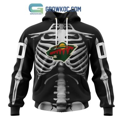 NHL Minnesota Wild Special Skeleton Costume For Halloween Hoodie T Shirt