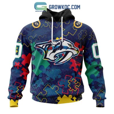 NHL Nashville Predators Puzzle Fearless Against Autism Awareness Hoodie T Shirt