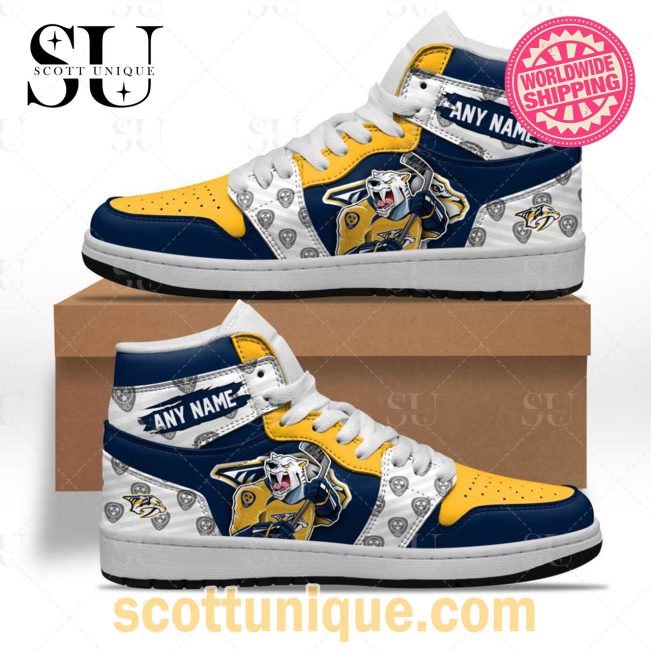 NHL Nashville Predators Special Team Mascot Air Jordan 1 High Top Sneakers -Soulcals.com