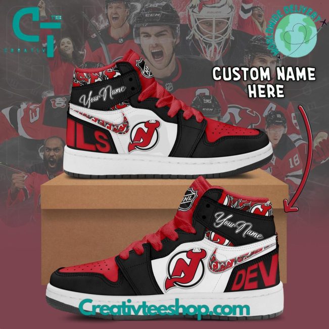 NHL New Jersey Devils Air Jordan 1 Sneaker - soulcals.com
