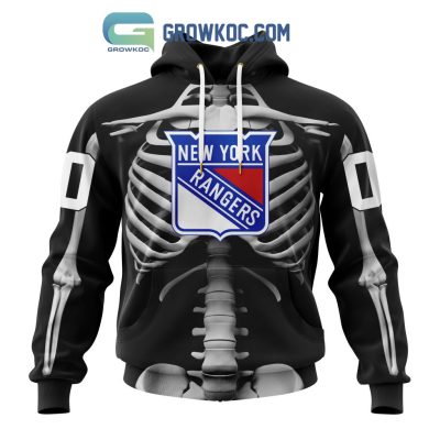 NHL New York Rangers Special Skeleton Costume For Halloween Hoodie T Shirt