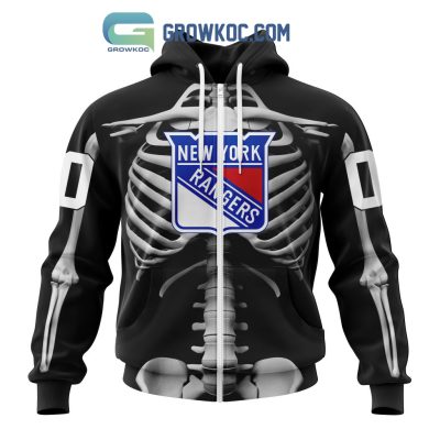 NHL New York Rangers Special Skeleton Costume For Halloween Hoodie T Shirt
