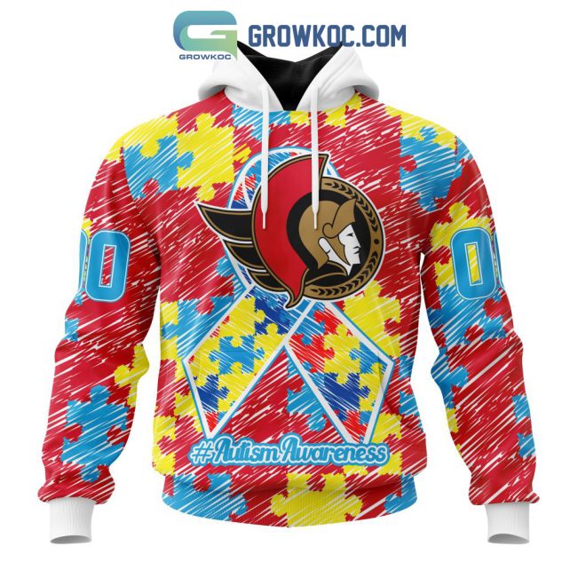 NHL Ottawa Senators Puzzle Autism Awareness Personalized Hoodie T Shirt
