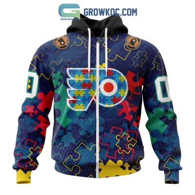 NHL Philadelphia Flyers Puzzle Fearless Against Autism Awareness Hoodie T Shirt