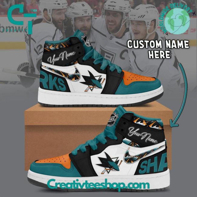 NHL San Jose Sharks Air Jordan 1 Sneaker - soulcals.com