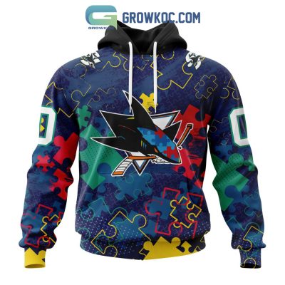 NHL San Jose Sharks Puzzle Fearless Against Autism Awareness Hoodie T Shirt