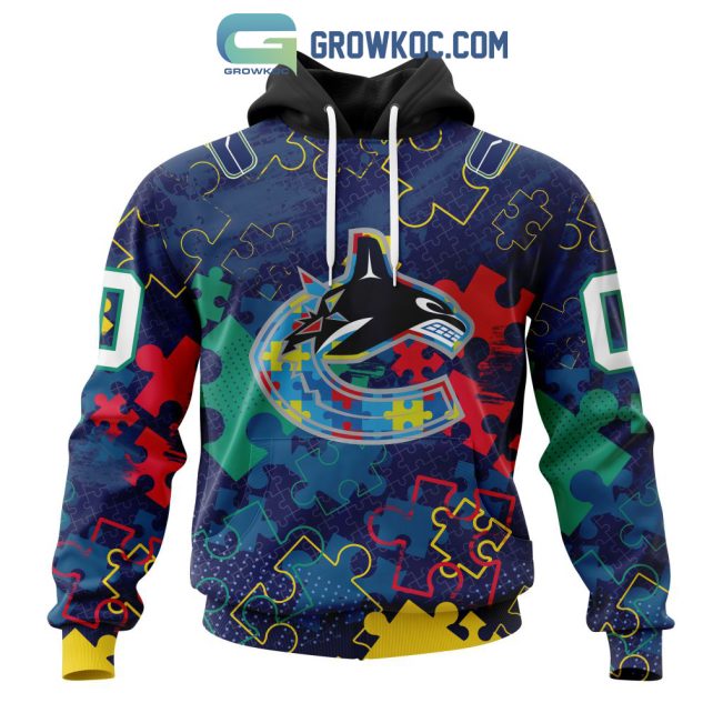 NHL Vancouver Canucks Puzzle Fearless Against Autism Awareness Hoodie T Shirt
