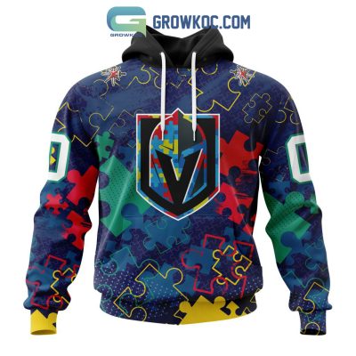 NHL Vegas Golden Knights Puzzle Fearless Against Autism Awareness Hoodie T Shirt