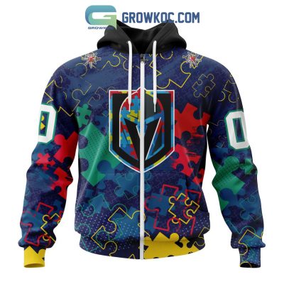 NHL Vegas Golden Knights Puzzle Fearless Against Autism Awareness Hoodie T Shirt