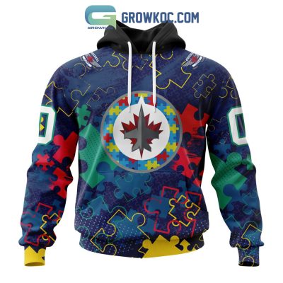 NHL Winnipeg Jets Puzzle Fearless Against Autism Awareness Hoodie T Shirt