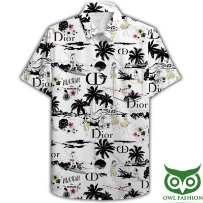 Dior Black Coconut Tree Flip Flops and Combo Hawaiian Shirt Shorts