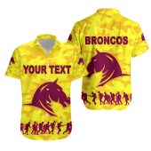 NRL Brisbane Broncos ANZAC Day Camouflage Custom Text Hawaiian Shirt
