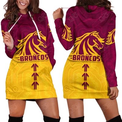 NRL Brisbane Broncos Aboriginal Women Hoodie Dress