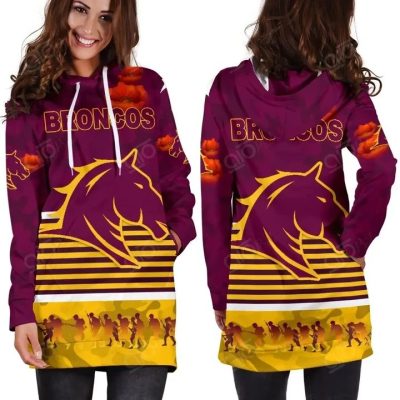 NRL Brisbane Broncos ANZAC Day Simple Style Women Hoodie Dress