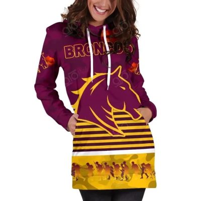 NRL Brisbane Broncos ANZAC Day Simple Style Women Hoodie Dress