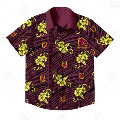 NRL Brisbane Broncos Custom Name Number Tribal Hawaiian Shirt