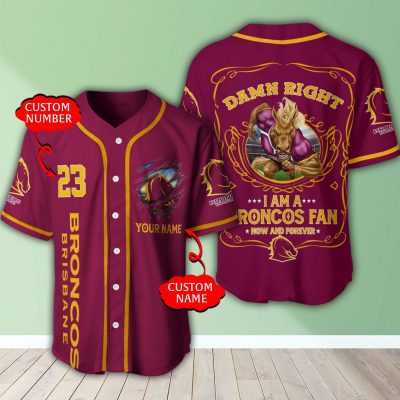 NRL Brisbane Broncos Fan Now And Forever Custom Name Baseball Jersey NRL Brisbane Broncos Fan Now And Forever Custom Name Baseball Jersey
