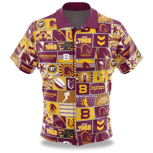 NRL Brisbane Broncos Fanatic Button-Up Hawaiian Shirt