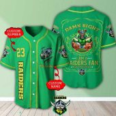 NRL Canberra Raiders Fan Now And Forever Custom Name Number Baseball Jersey
