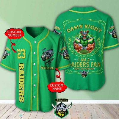 NRL Canberra Raiders Fan Now And Forever Custom Name Number Baseball Jersey