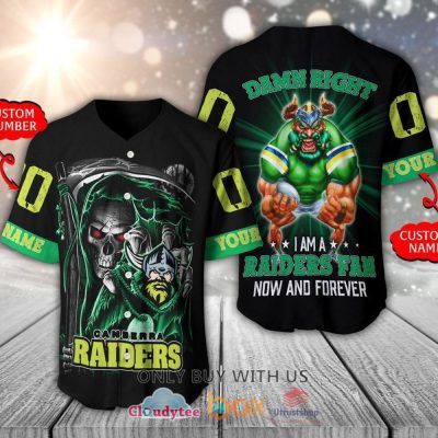 NRL Canberra Raiders Fan Now And Forever Custom Name Number Mascot Baseball Jersey NRL Canberra Raiders Fan Now And Forever Custom Name Number Mascot Baseball Jersey