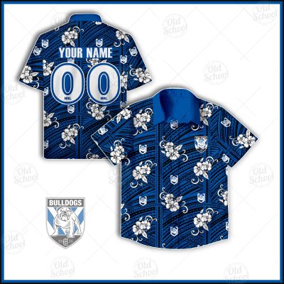 NRL Canterbury-Bankstown Bulldogs Custom Name Number Tribal Hawaiian Shirt