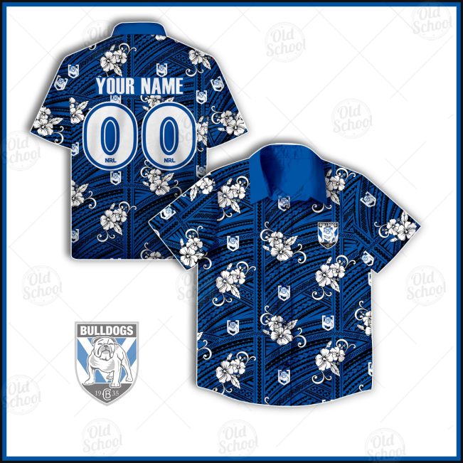 NRL Canterbury-Bankstown Bulldogs Custom Name Number Tribal Hawaiian Shirt