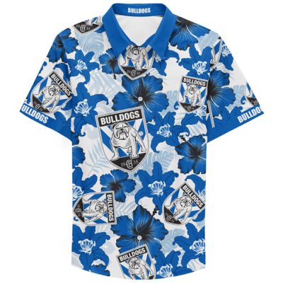 NRL Canterbury-Bankstown Bulldogs Floral Custom Text Hawaiian Shirt