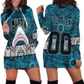 NRL Cronulla-Sutherland Sharks Aboriginal Tattoo Style Custom Name Number Women Hoodie Dress