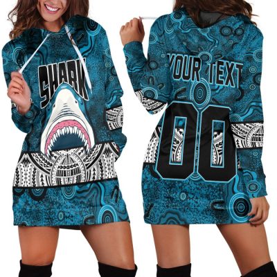 NRL Cronulla-Sutherland Sharks Aboriginal Tattoo Style Custom Name Number Women Hoodie Dress