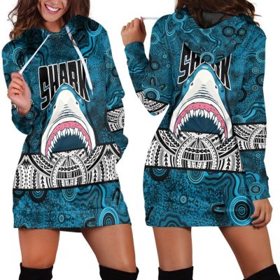 NRL Cronulla-Sutherland Sharks Aboriginal Tattoo Style Women Hoodie Dress