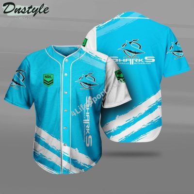 NRL Cronulla-Sutherland Sharks Blue White Baseball Jersey NRL Cronulla-Sutherland Sharks Blue White Baseball Jersey