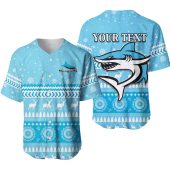 NRL Cronulla-Sutherland Sharks Christmas Custom Text Baseball Jersey