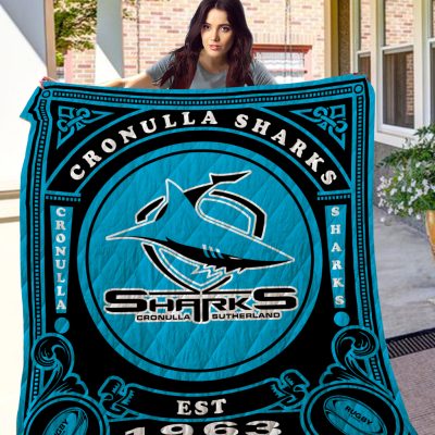 NRL Cronulla-Sutherland Sharks EST 1963 Quilt Blanket