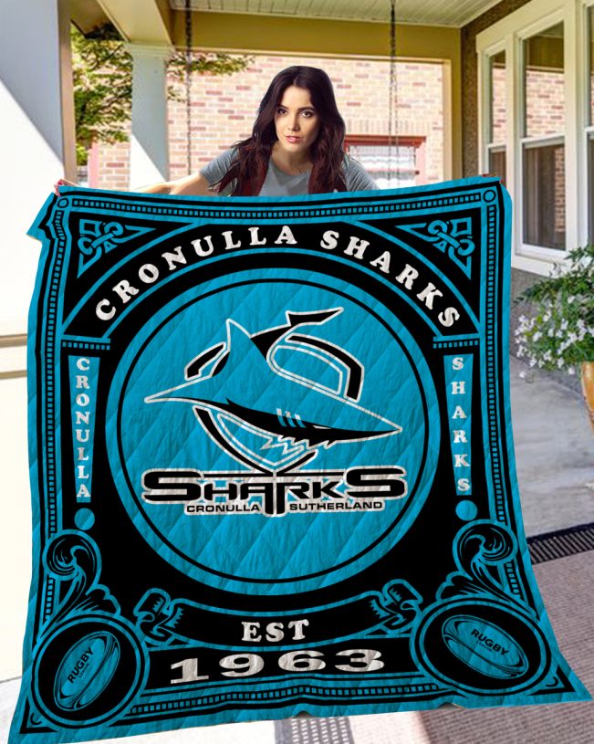 NRL Cronulla-Sutherland Sharks EST 1963 Quilt Blanket