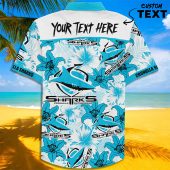 Nrl Cronulla Sutherland Sharks Floral Custom Text Hawaiian Shirt 1641.jpg - demo10