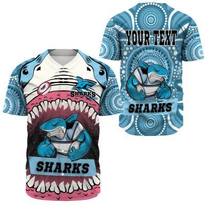 NRL Cronulla-Sutherland Sharks Indigenous Custom Text Baseball Jersey NRL Cronulla-Sutherland Sharks Indigenous Custom Text Baseball Jersey