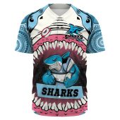 Nrl Cronulla Sutherland Sharks Indigenous Custom Text Baseball Jersey 0219.jpeg - demo10