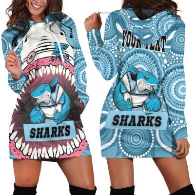 NRL Cronulla-Sutherland Sharks Indigenous Custom Text Women Hoodie Dress