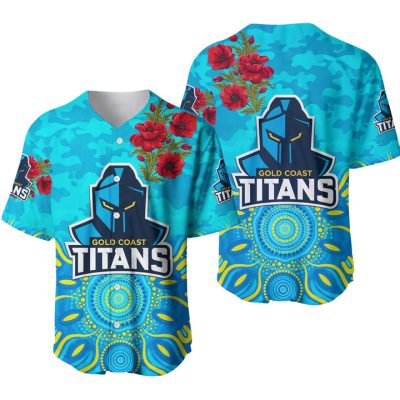 NRL Gold Coast Titans ANZAC Indigenous Baseball Jersey NRL Gold Coast Titans ANZAC Indigenous Baseball Jersey
