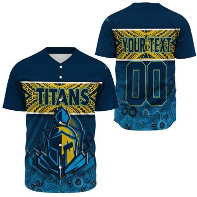 NRL Gold Coast Titans Aboriginal Tattoo Custom Name Number Baseball Jersey NRL Gold Coast Titans Aboriginal Tattoo Custom Name Number Baseball Jersey