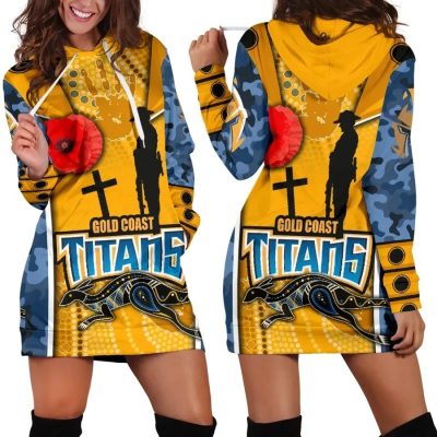 NRL Gold Coast Titans ANZAC Day Women Hoodie Dress