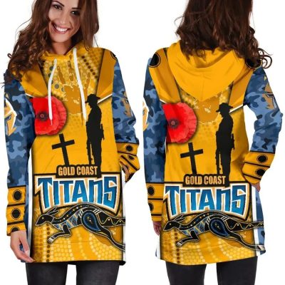 NRL Gold Coast Titans ANZAC Day Women Hoodie Dress