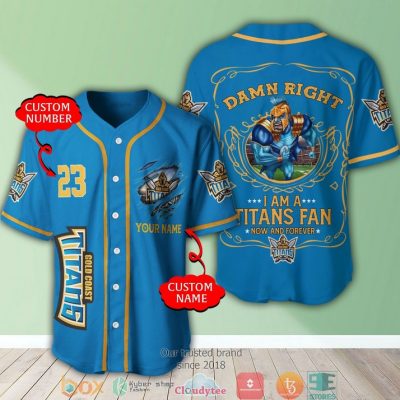 NRL Gold Coast Titans Fan Now And Forever Custom Name Number Baseball Jersey