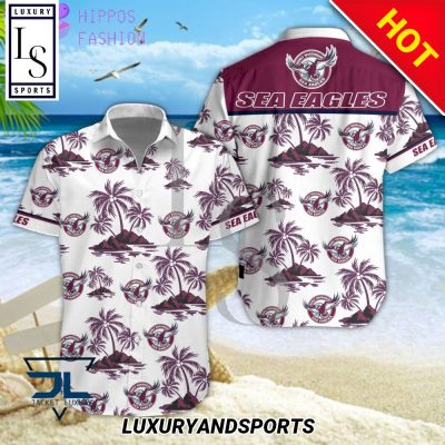 NRL Manly Warringah Sea Eagles Coconut Tree Island Hawaiian Shirt