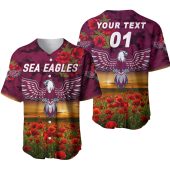 NRL Manly Warringah Sea Eagles Custom Name Number ANZAC Baseball Jersey