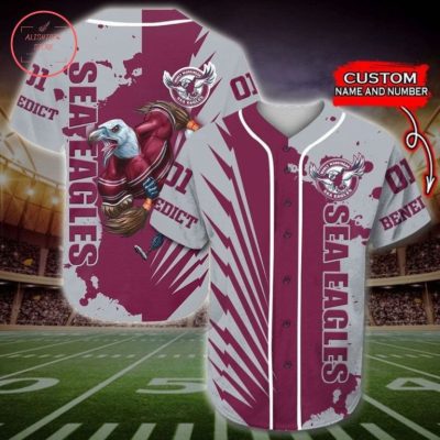 NRL Manly Warringah Sea Eagles Custom Name Number Baseball Jersey