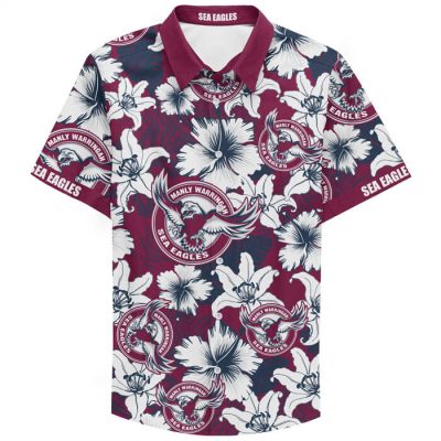 NRL Manly Warringah Sea Eagles Custom Text Hawaiian Shirt