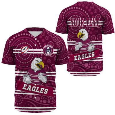 NRL Manly Warringah Sea Eagles Custom Text Indigenous Baseball Jersey